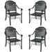 Cast Aluminum Patio Dining Chair 4PCS With Black Frame and Cushions In Random Colors