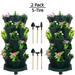 Stacking Flower Pot - 5-Tier Indoor Outdoor Vertical Stackable Plastic Herb and Flower Planters - Green 2 Set