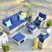 Ovios 5 Pieces Outdoor Furniture All Weather Wicker Patio Conversation Sectional Sofa Set with Storage Box for Garden Backyard