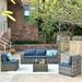 Ovios 6 Piece Outdoor Furniture All Weather Wicker Patio Conversation Sectional Couch with 7.68 Armrest for Garden Backyard