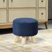 Homebeez Round Fabric Padded Ottoman Foot Rest Stool Wood Sofa Change Shoes Stool Navy