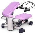 Leikefitness Portable Gym Home Workout Climber Stair Stepper & Waist Fitness Twister Step Machine with LCD Monitor ST6600 Pink