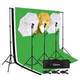 45W Photo Photography Umbrella Lighting Kit Studio Light Bulb Non-Woven Fabric Backdrop Stand Continuous Lighting Kit with Clamps