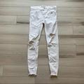 Free People Jeans | Free People Low Rise Skinny Distressed White Denim Jeans | Color: White | Size: 25