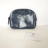 Coach Bags | Coach Cosmetic Case Navy Blue Pouch Small Bag Logo Zip Around Leather Bow Modern | Color: Blue | Size: Os