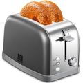 2 Slice Toaster, Bagel Toaster Toaster with 7 Bread Shade Settings, 2 Extra Wide Slots, Defrost/Bagel/Cancel Function, Removable Crumb Tray, Stainless Steel Toaster by Yabano, Gray