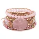 Bracelet en pierre naturelle pour femme quartz rose bracelets ronds en cuir pierres précieuses