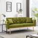 Velvet Upholstered Convertible Folding Futon Sofa Bed, Sleeper Sofa Manual Recline Loveseat Lounge Couch for Living Room