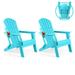 PAOLFOX Patio Folding Adirondack Chairs Set of 2 with Cup Holder Aruba Blue