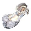 High Heels for Kids Size 13 Fashion Summer Girls Sandals Dress Performance Dance Shoes Flat Light Sequins Pearl Mesh Bow Buckle Slippers for Girls under 5