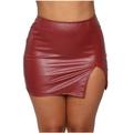 solacol Skirts for Women Casual Golf Skorts Skirts for Women Tennis Skorts Skirts for Women Fashion Womens Pure Color Pu-Leather Zipper Sexy Hip Leather Skirt Leather Skirts for Women Sexy