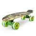 Hurtle Standard Skateboard Mini Cruiser - 6 PP Deck Complete Double Kick Skate Board w/ 3.25 Aluminum Alloy Truck PU Wheels w/LED Light - for Kids Teens Adults (Camo) with 6.3 weight