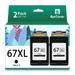 67XL Ink Cartridge for HP Ink 67 XL 67XL Black Ink Cartridge for HP Envy 6000 6055 6055e 6400e 6455e 6458e Deskjet 2742e 2752e 2755e Envy Pro 6455 6458 Printer 2 Black