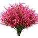 Morttic 8PCS Artificial Lavender Flowers Fake Greenery Faux Plastic UV Resistant Lavender Bouquets for Wedding Hanging Bouquet Indoor Outdoor Home Garden Office Table Vase(Rose Red)