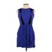 Made Fashion Week for Impulse Casual Dress - A-Line Crew Neck Sleeveless: Purple Color Block Dresses - Women's Size Medium