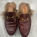 Gucci Shoes | Gucci Fur Prince Town Mules Size 37 | Color: Red | Size: 7