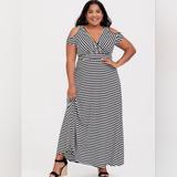 Torrid Dresses | Black & White Stripe Jersey Cold Shoulder Maxi Dress | Color: Black/White | Size: 1x