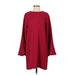 Halogen Casual Dress - Shift Crew Neck Long sleeves: Red Print Dresses - Women's Size Small