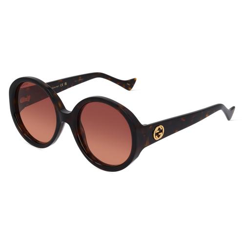 Gucci GG1256S Damen-Sonnenbrille Vollrand Rund Kunststoff-Gestell, braun