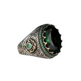 Pgeraug gifts for women Large Saphire Ring Round Green Gemstone Ring Vintage Ring Diamond Ring Gift Ring Peacock Shape Peacock Ring Diamond Ring Big Diamond Ring the ring A