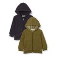 MINYMO Unisex Kids Sweat Jacket w. Hood (2-Pack) Shirt, Dark Olive, 128