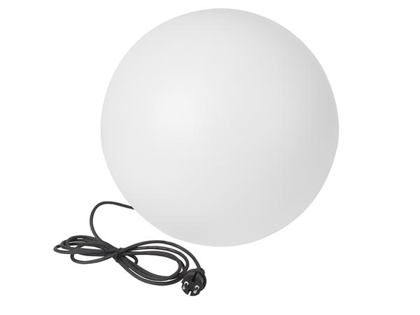 Perel Kugelleuchte, rund, mit Erdspieß, für innen und außen, Zuleitung 3 m, Ø 45 cm, E27-Fassung, IP65, Weiß Image