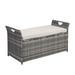 Patio Garden Brown PE Rattan Wicker Storage Bench with Cushion