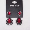 Torrid Jewelry | Dangle Pierce Earrings Gray Red Clear Rhinestones Torrid | Color: Gray/Pink | Size: Os