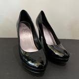 Jessica Simpson Shoes | Jessica Simpson Black Patent Leather Peep-Toe Platform Heels | Color: Black | Size: 8.5