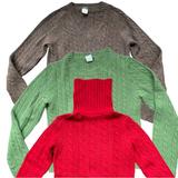 J. Crew Sweaters | Lot Of 3 J Crew Petite Sweaters | Color: Brown/Green/Red | Size: 2 Petite Small, 1 Petite Extra Small