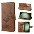 TECH CIRCLE Case for 2023 Galaxy S23 Ultra 6.8 - Lightweight Wallet Butterfly Case Brown