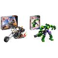 LEGO 76245 Marvel Ghost Rider mit Mech & Bike, Superhelden Motorrad Spielzeug zum Bauen mit Kette und Action-Figur, Geschenk für Kinder ab 7 Jahren & 76241 Marvel Hulk Mech, ab 6 Jahren