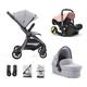 Aylo Pebble Grey Baby Stroller with Carrycot and Blush Pink Doona Car Seat - Complete Travel System for Both Small Trips or All-Day Strolling - Baby to Toddler Pushchair from Birth to 4 Years (22Kg)