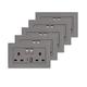 5 Pack CNBINGO Double Switched Power Socket with Dual USB Charging Ports (Type A and C), Grey 13 Amp Electric Wall Socket