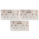 1 x Double Wall Plug Socket Electric Switched USB Wall Socket 2 Gang 13A Output Double Pole Switched Dual USB 2.1A Wall Switch Faceplate USB Charger Ports Power Plug Outlet Socket - White (Pack of 3)