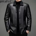 AYUNSUE-Veste en cuir véritable pour homme manteau en peau de mouton deuxième couche mode