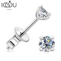 IOGOU-Boucles d'Oreilles en Argent Sterling 100% 925 pour Femme Bijou Plaqué Or Blanc 0.2-2.0Carat