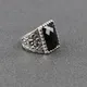 Bagues en pierre noire pour hommes et femmes bague vintage document en argent meilleur cadeau de