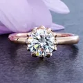 Bagues de mariage en or blanc et rose pour femmes 2ct 6 griffes en diamant bagues de fiançailles