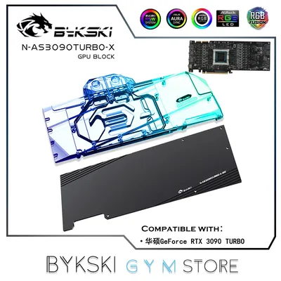 Bykski GPU Bloc D'eau Pour ASUS GeForce RTX3090 TURBO Carte Vidéo Avec fond de Panier VGA Radiateur