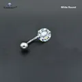 Grand Piercing de Nombril en cristal blanc 8mm rond en étoile de Zircon AAA anneaux de Nombril