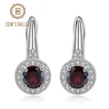 Boucles d'oreilles de BALLET pour femmes bijoux fins en pierre de grenat rouge naturel en argent