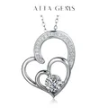 Collier pendentif coeur d'amour en argent regardé 925 pierre précieuse de diamant Moissanite DEF