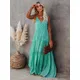 Robe maxi à bretelles spaghetti pour femmes col en V robe plissée dos nu robe d'été Boho robe de