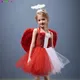 Costume d'halloween pour filles robe Tutu du diable des anges avec Halo et ailes de plumes