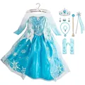 Robe de princesse Elsa de la reine des neiges pour filles vêtements fantaisie d'halloween pour