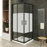 Lanablack+ Cabine douche h 185 cm porte coulissante centre-opaque 90 x 100 cm