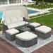 Outdoor Daybed Sunbed with Retractable Canopy Wicker Furniture