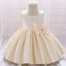cllios Toddler Girls Satin Embroidery Rhinestone Bowknot Birthday Party Gown Long Dresses