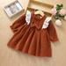 NIUREDLTD Toddler Kids Girls Fashionable Bowknot Long Sleeves Corduroy Princess Dress